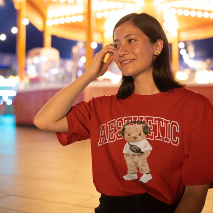 Aesthetic Teddy Red Oversized T-shirt