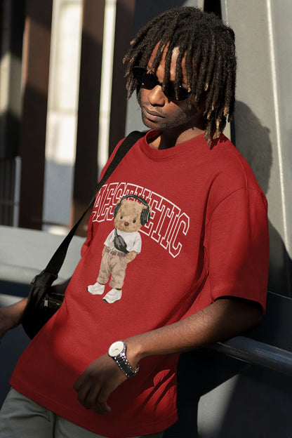 Aesthetic Teddy Red Oversized T-shirt