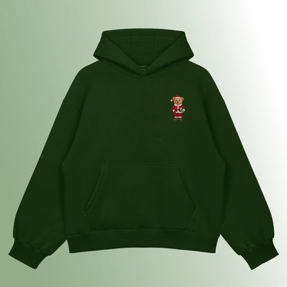 Christmas Teddy Bottle Green Oversized Hoodie (Heavyweight)