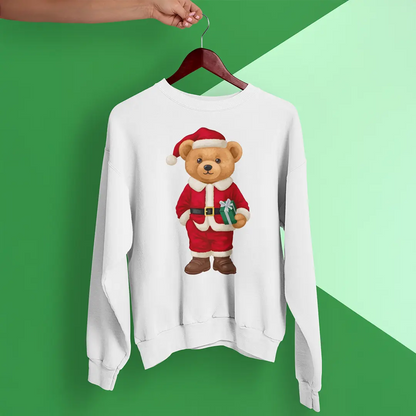 Christmas Teddy White Oversized Sweatshirt (heavyweight)