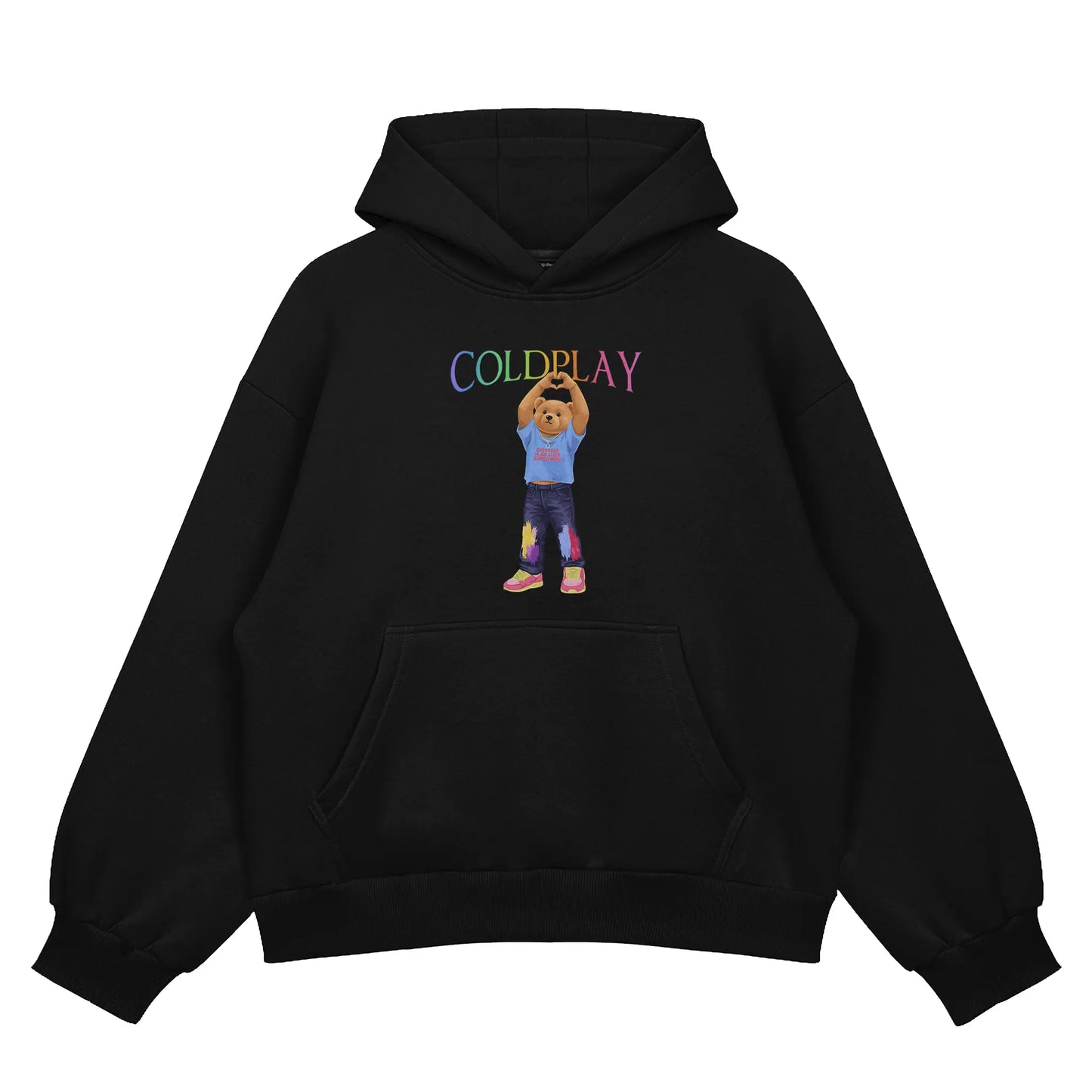 Coldplay Teddy Black Oversized Hoodie (Heavyweight)