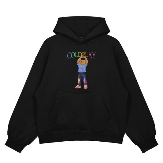 Coldplay Teddy Black Oversized Hoodie (Heavyweight)