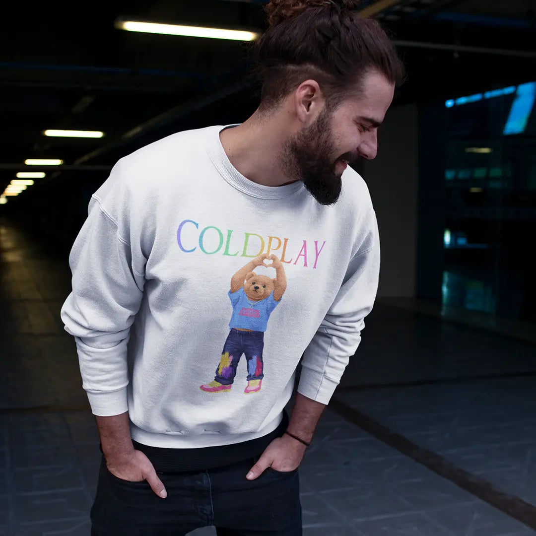 Coldplay Teddy White Oversized Sweatshirt (Heavyweight)