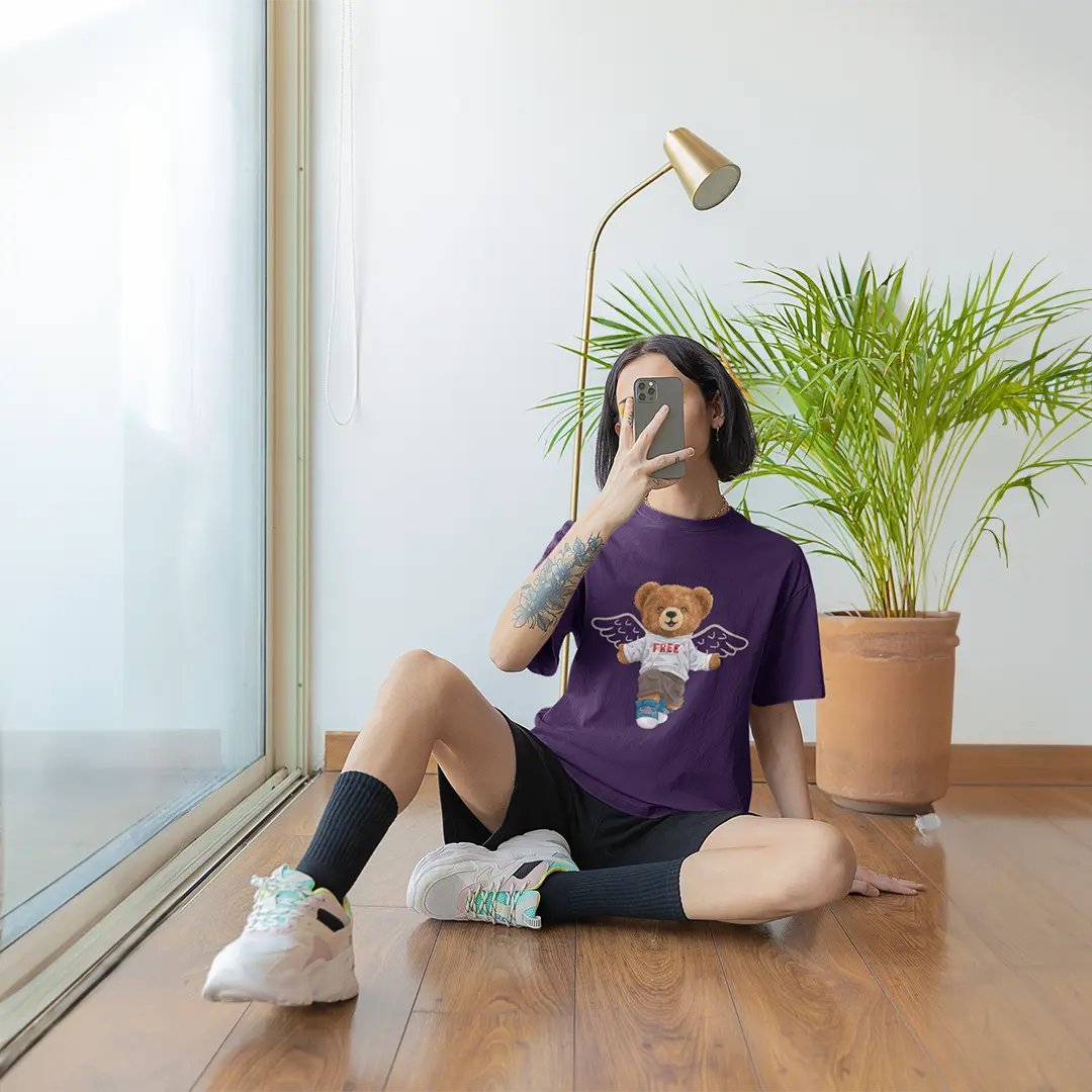 Free Spirit Teddy Purple Oversized T-shirt