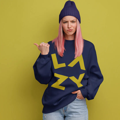 LAZY Navy Blue Oversized Sweatshirt (Heavyweight)