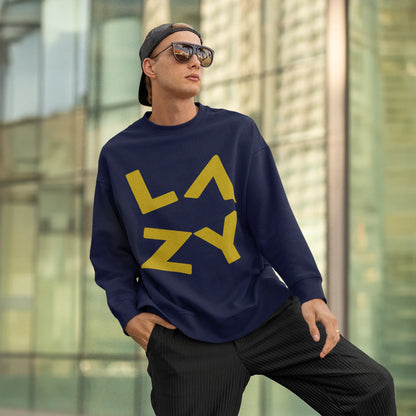 LAZY Navy Blue Oversized Sweatshirt (Heavyweight)