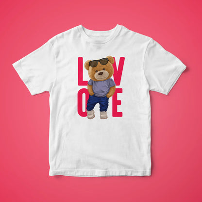 Love Teddy White Supima Cotton Regular Fit T-shirt
