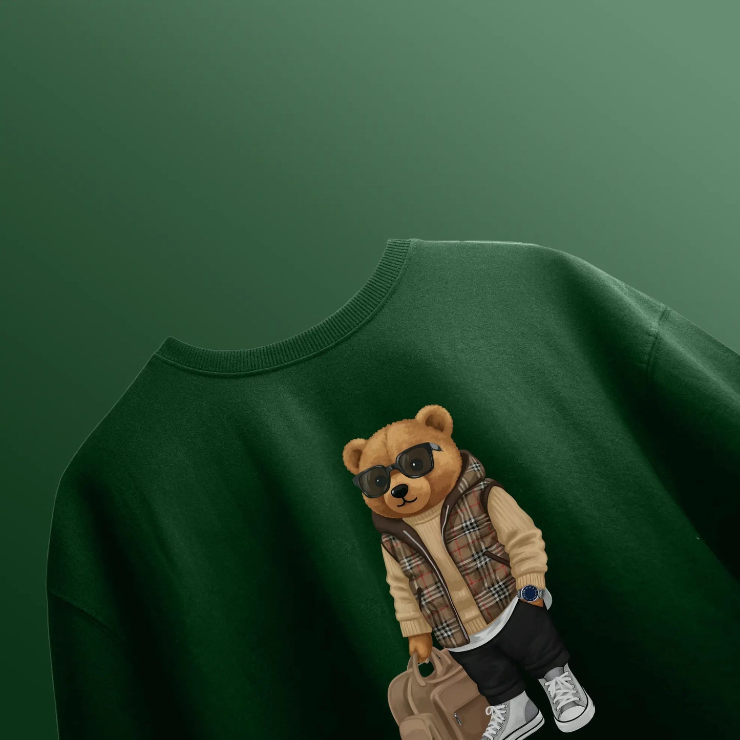 Luxury Traveller Teddy Bottle Green Oversized T-shirt