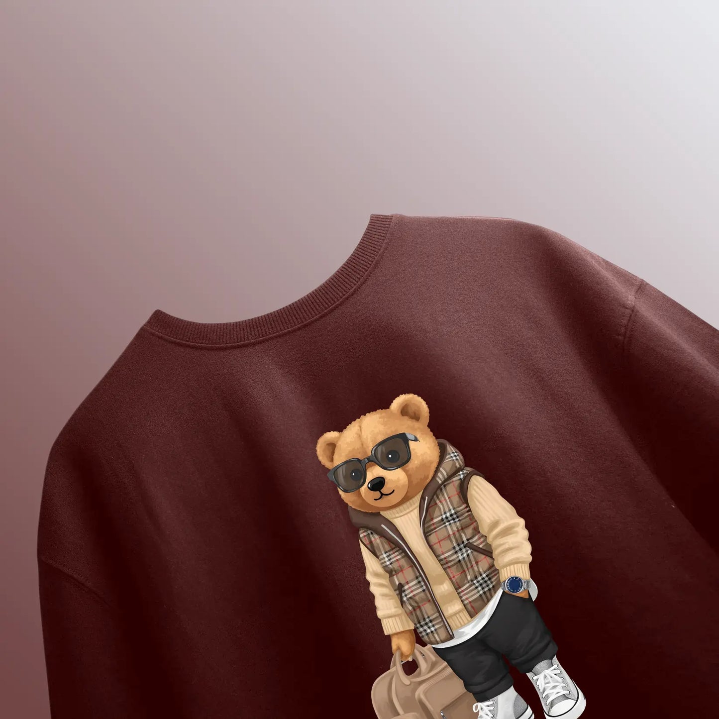 Luxury Traveller Teddy Maroon Oversized T-shirt