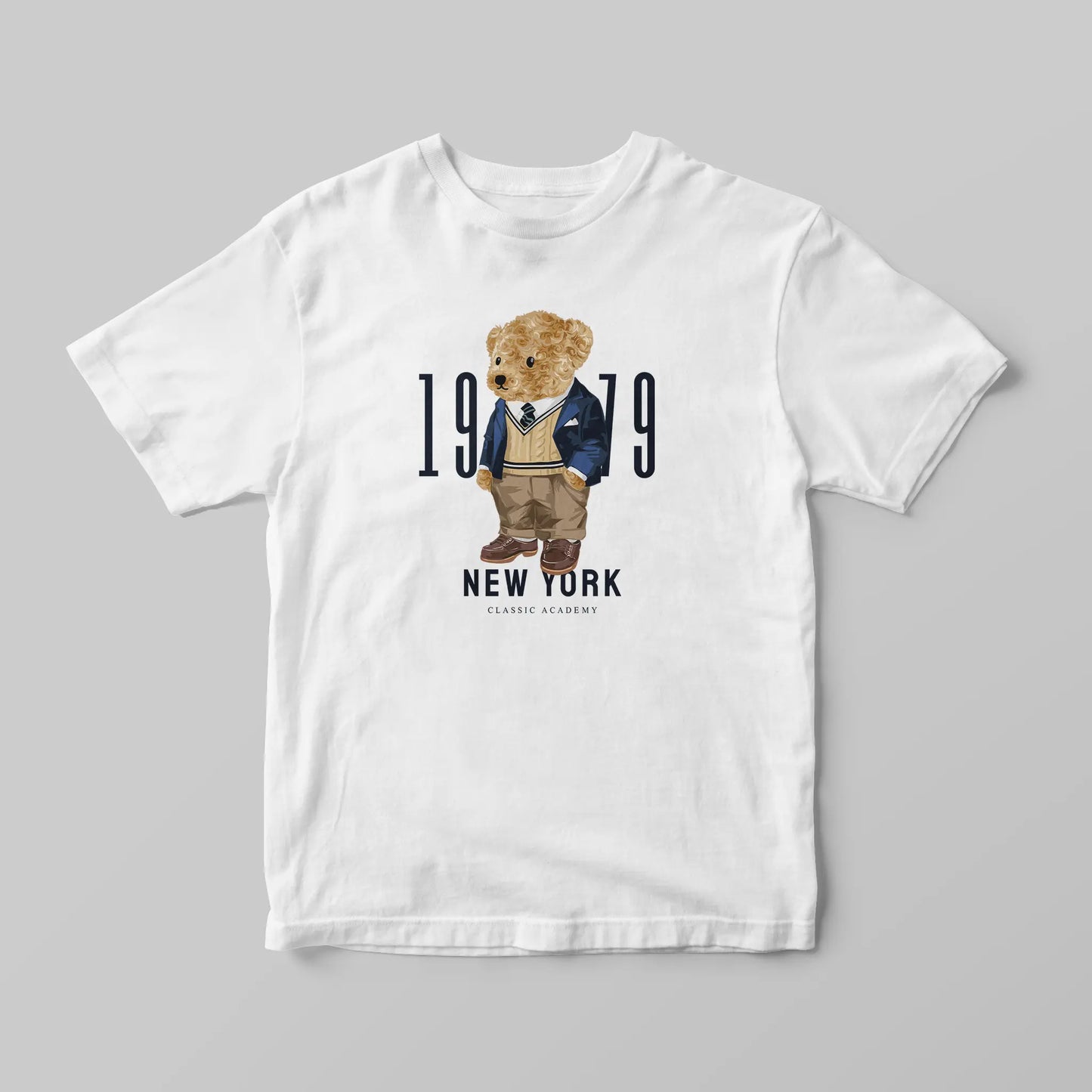New York Teddy White Supima Cotton Regular Fit T-shirt