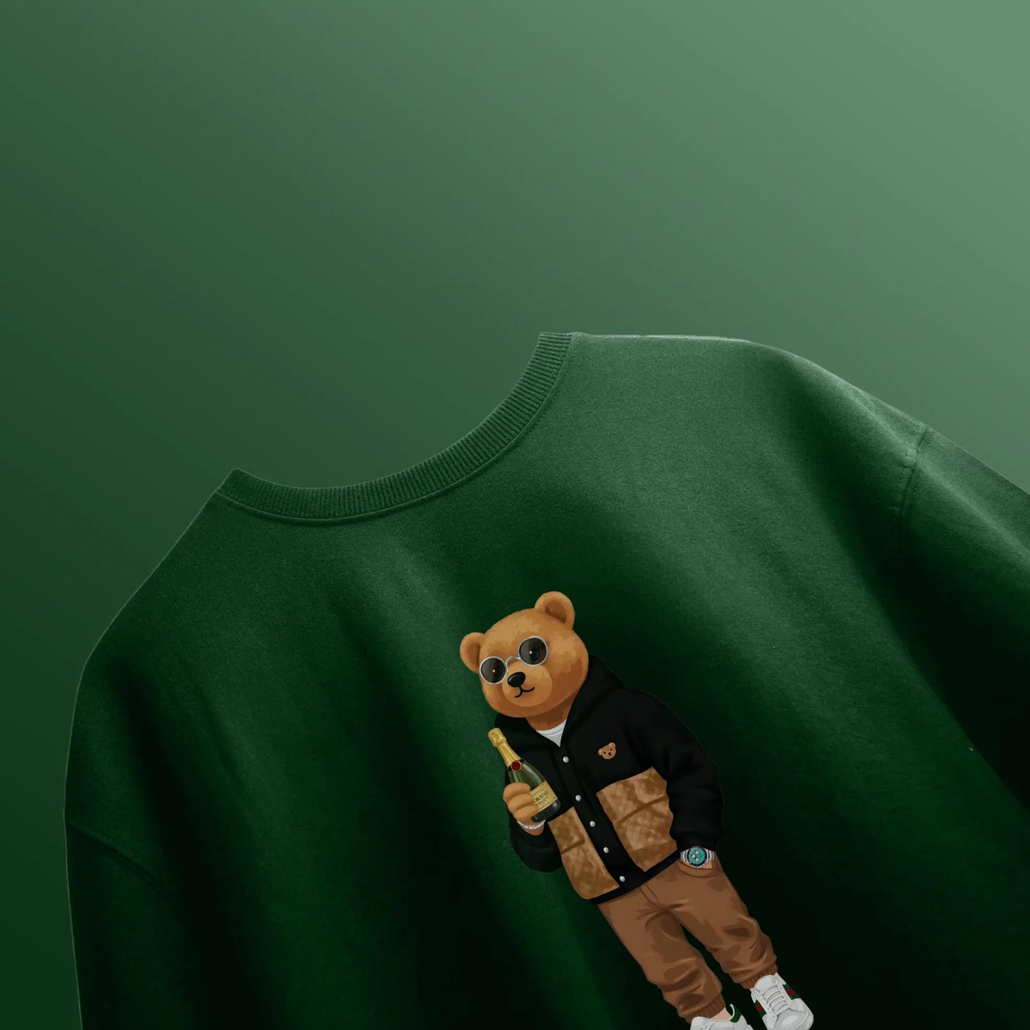 Party Lover Teddy Bottle Green Oversized T-shirt