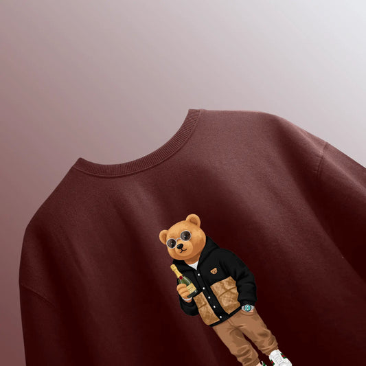 Party Lover Teddy Maroon Oversized T-shirt