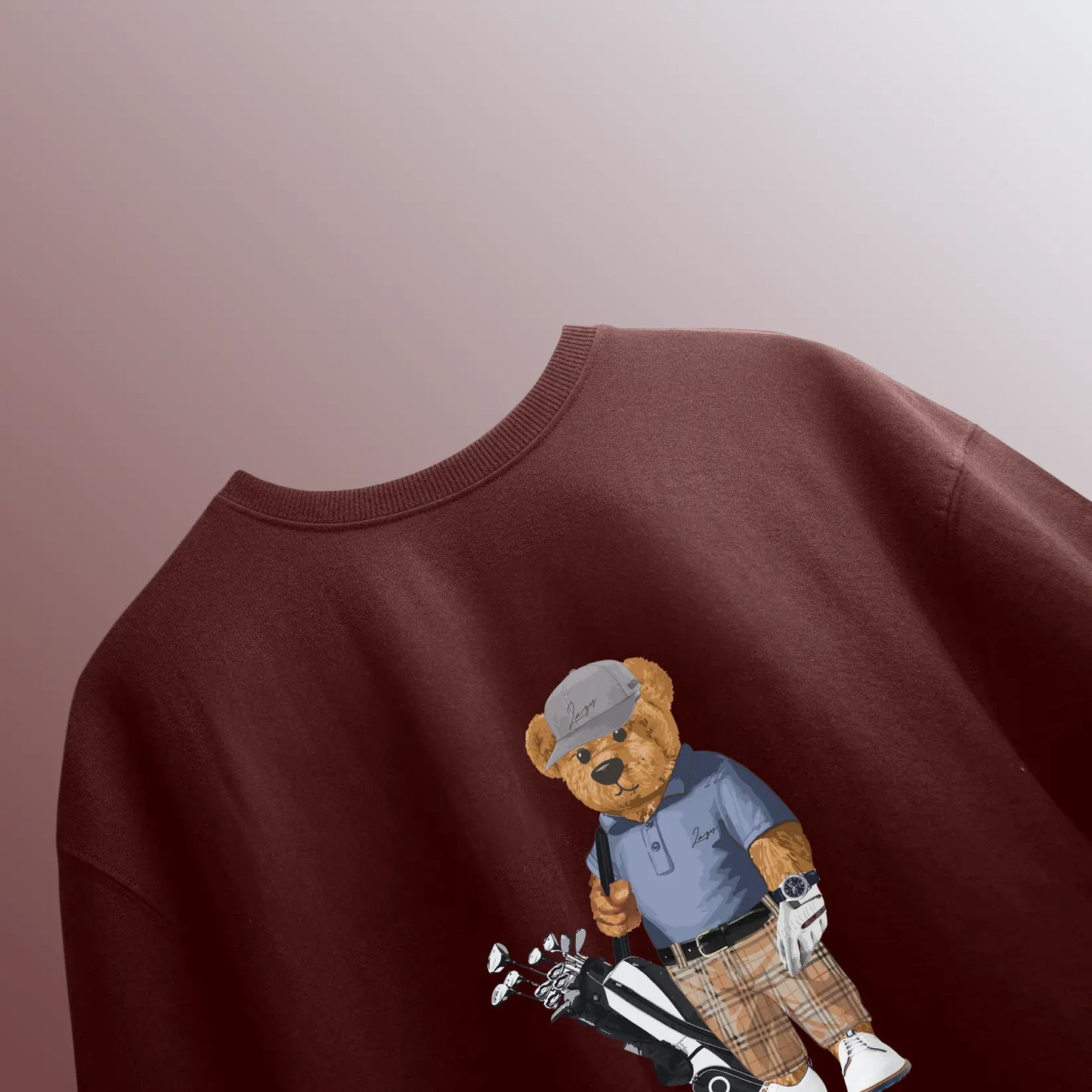 Pro Golfer Teddy Maroon Oversized T-shirt