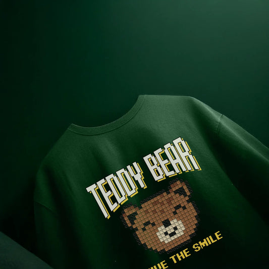 Puzzle Teddy Bottle Green Oversized T-shirt