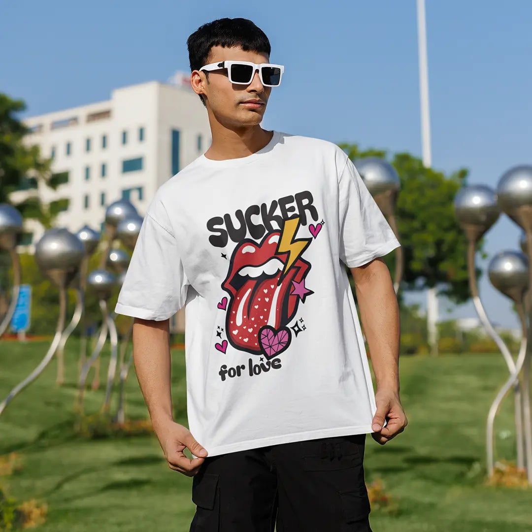 Sucker For Love White Oversized T-shirt