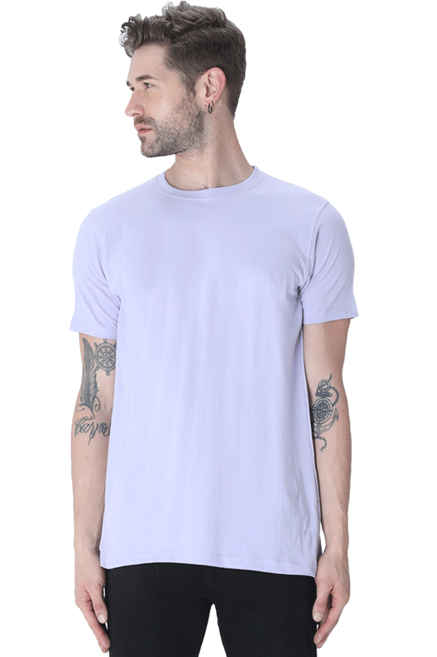 Lavender Solid Crew Neck T-shirt - No Logo