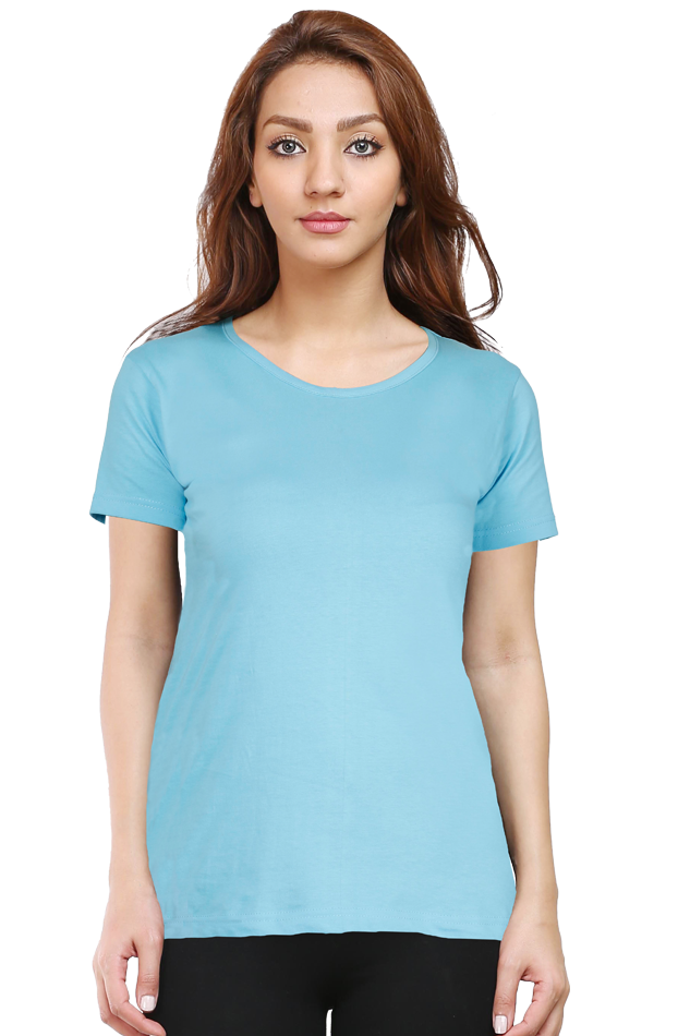 Women's Sky Blue Crew Neck T-shirt - No Logo