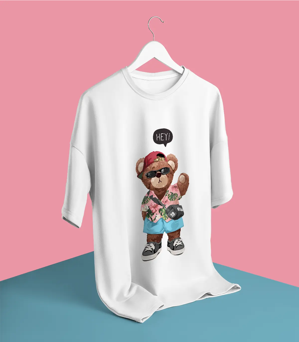 Beach Teddy White Oversized T-shirt – Lazy Hippos