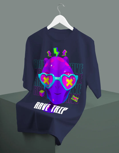 Rave Trip Navy Blue Oversized T-shirt